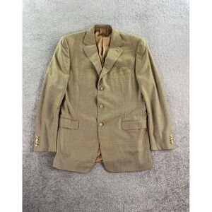 Ermenegildo Zegna Suit Jacket Mens 44 L Gold Wool 15 Mil Houndstooth Su Misura